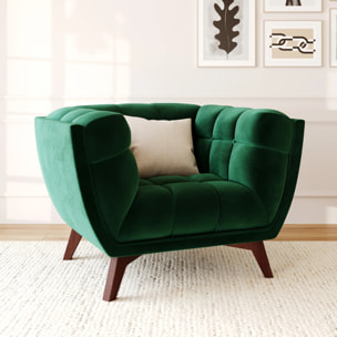 Fauteuil en velours vert foncé - Mona