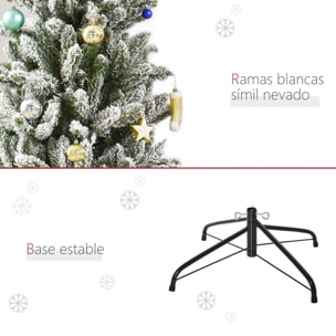 HOMCOM Árbol de Navidad Nevado Artificial 180 cm con 394 Ramas Ignífugas de PVC Apertura Automática Base Plegable y Soporte de Acero Decoración Interior Ø60x180 cm Verde y Blanco