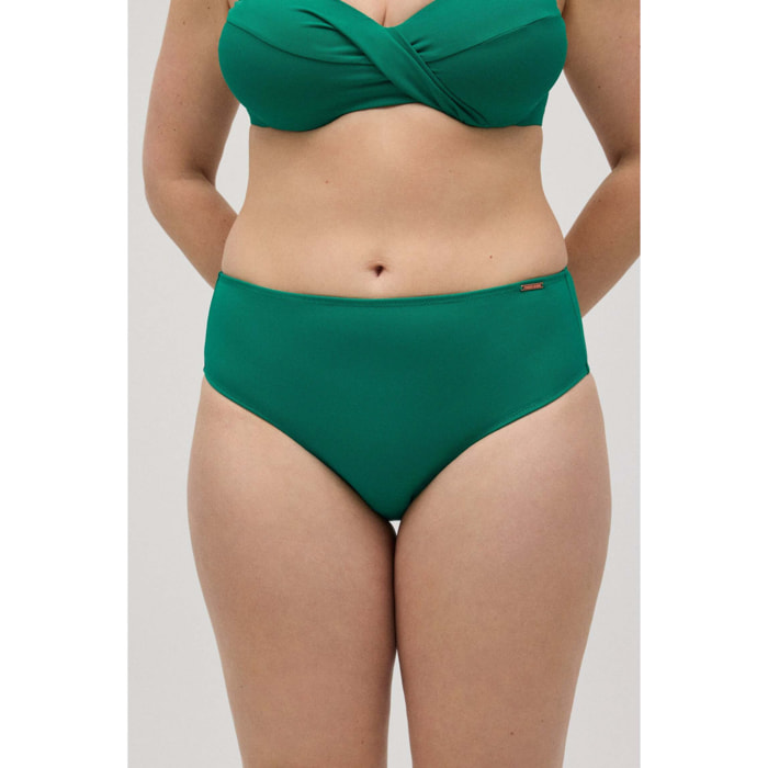 Slip bikini ad alta riduzione in micropiqué verde