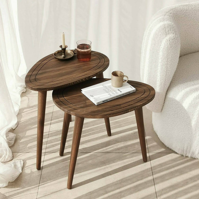Tavolino da salotto Janequeo, Tavolo basso da caffè, Portariviste per divano, Ripiano da soggiorno, 50x33h52 cm, Noce