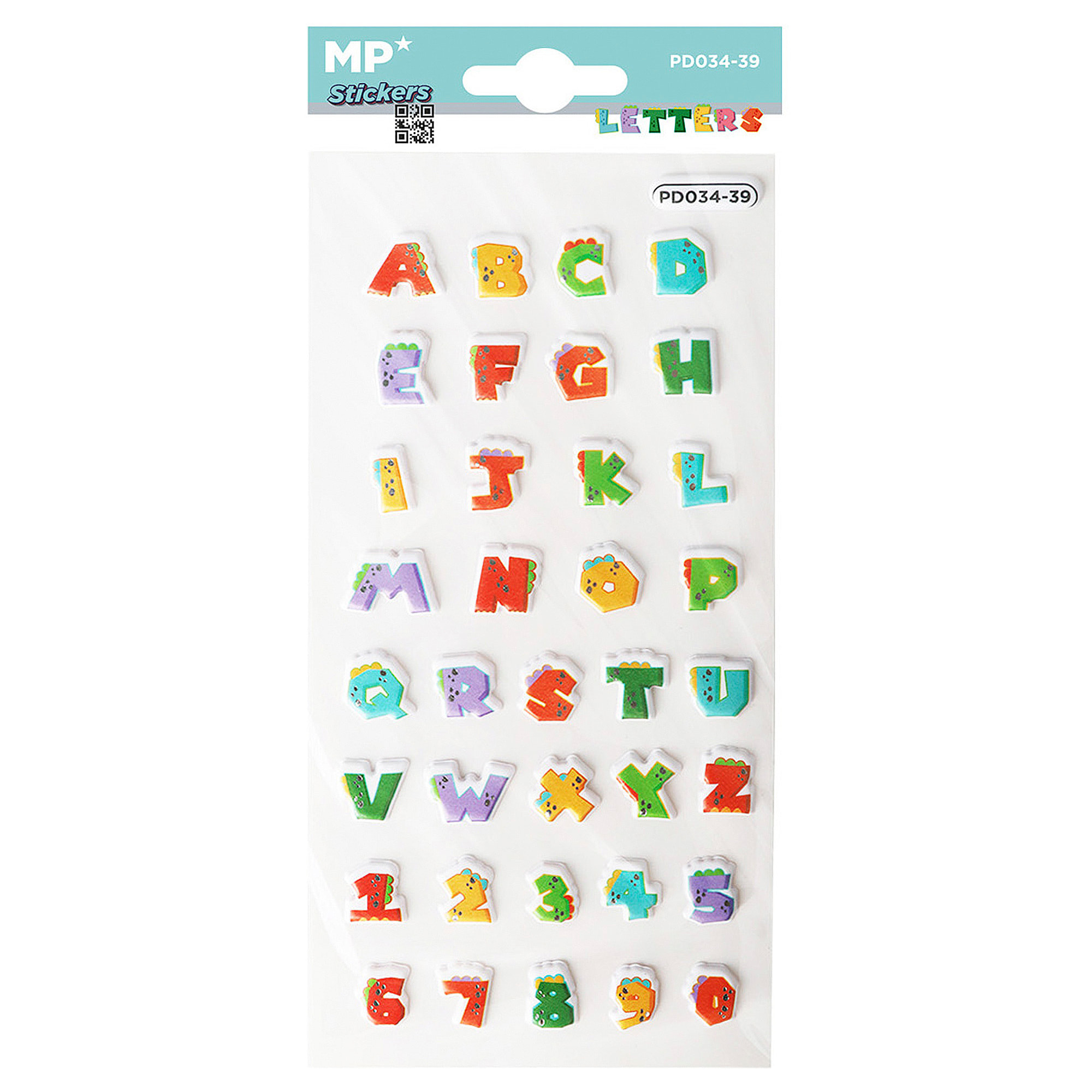PACK 24 Pz. ADESIVI STICKERS RILIEVO DESIGN LETTERE