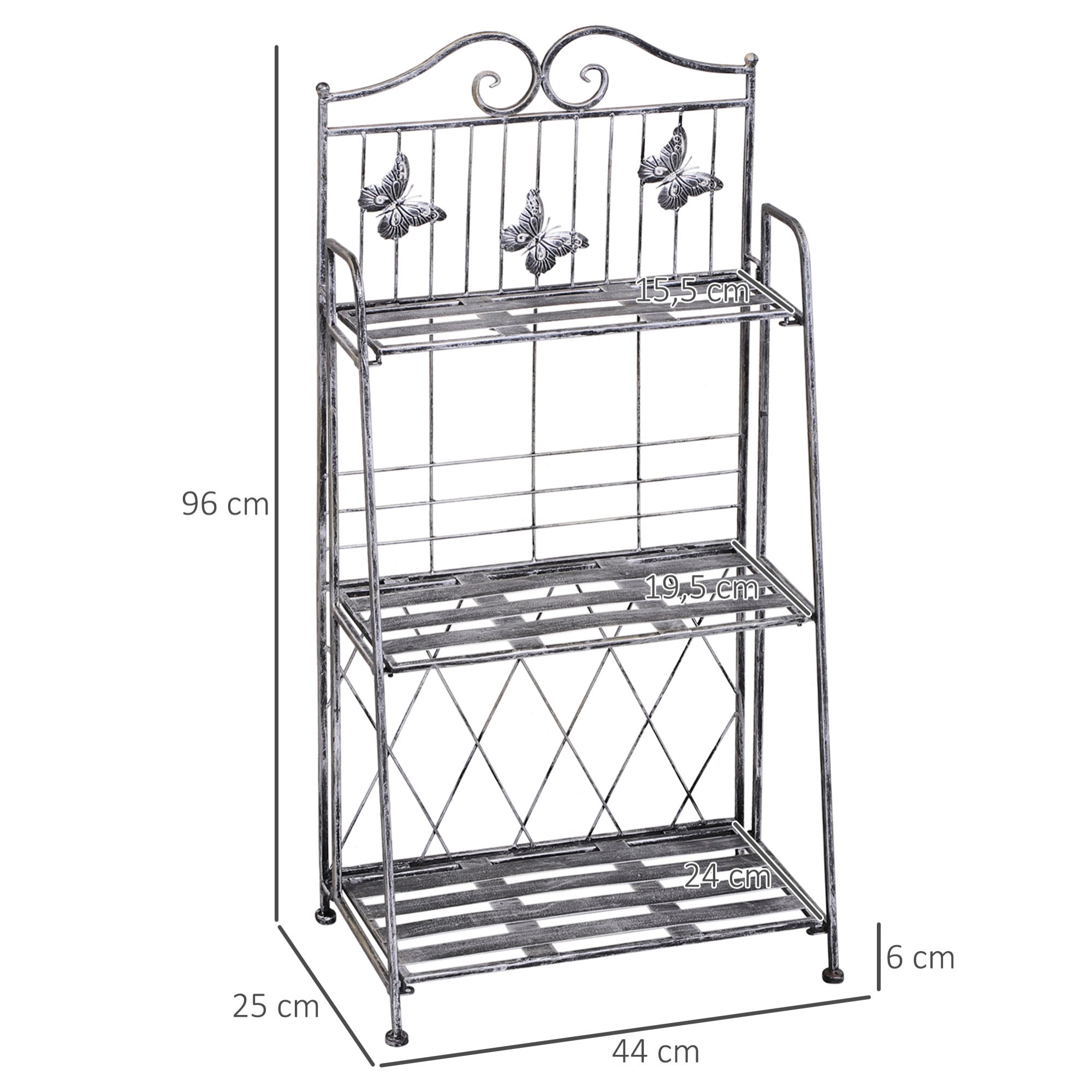 Estantería para Plantas Plegable Soporte para Plantas de 3 Niveles con Estructura de Metal Soporte para Macetas para Interior y Exterior Gris Plateado