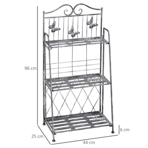 Estantería para Plantas Plegable Soporte para Plantas de 3 Niveles con Estructura de Metal Soporte para Macetas para Interior y Exterior Gris Plateado