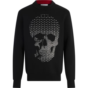 PHILIPP PLEIN Jersey de cuello redondo de manga larga SKULL