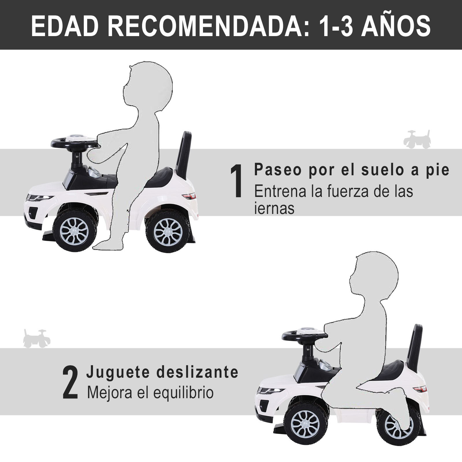 Quad Correpasillos sin Pedales para Niño con Orador Blanco