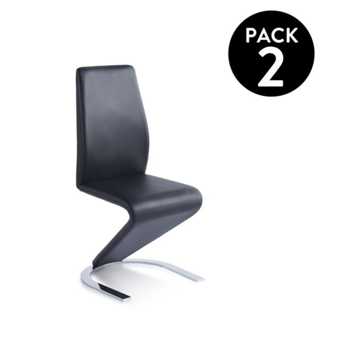 Pack 2 sillas de comedor Rin símil piel Negro