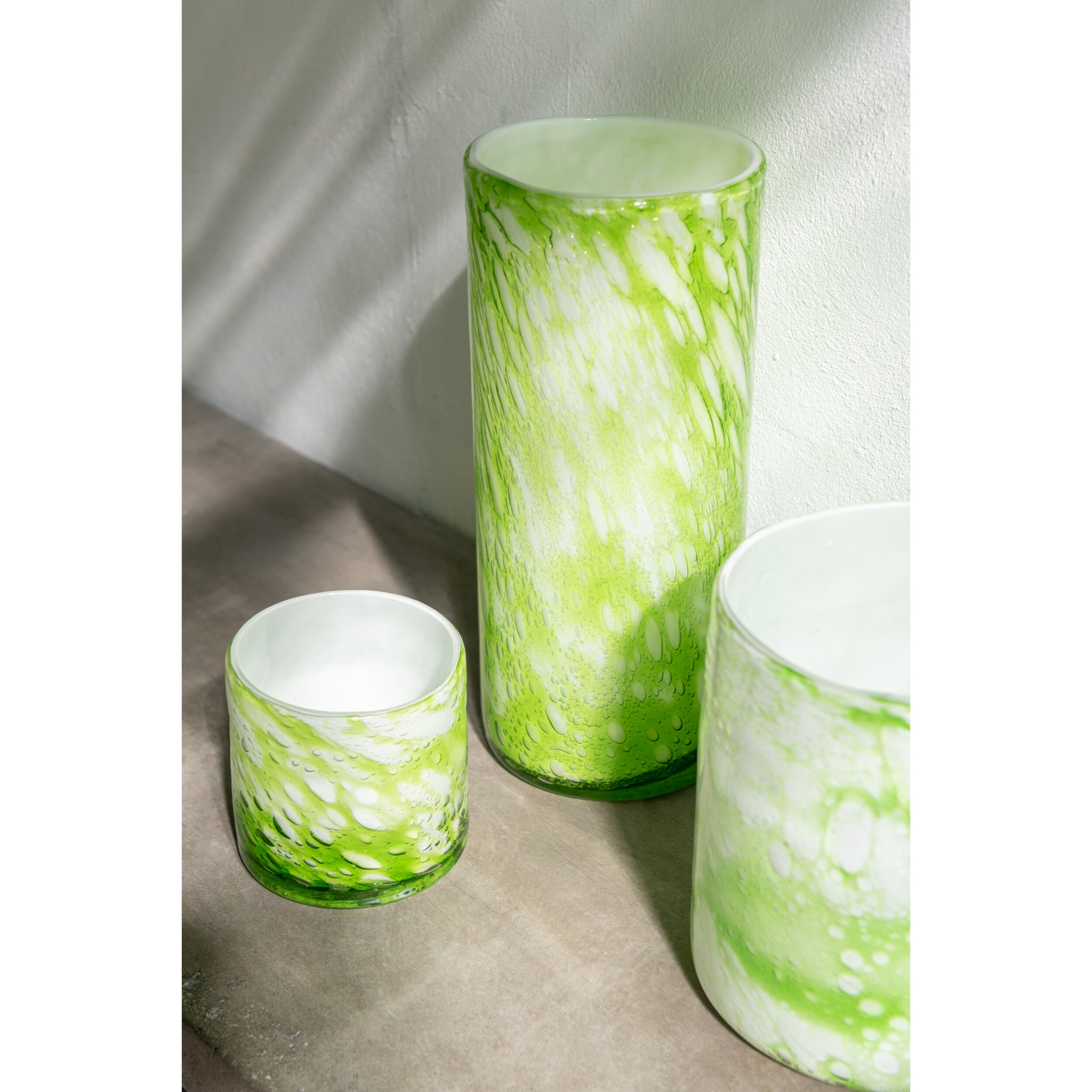 J-Line photophore Marbre - verre - vert/blanc - small