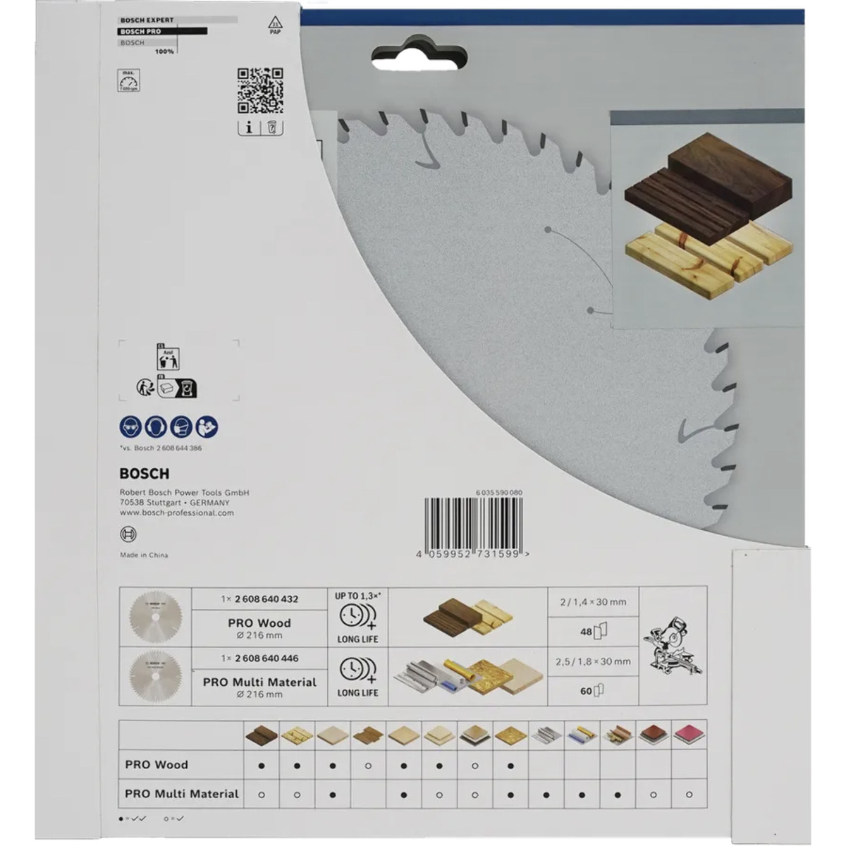 Lot de 2 lames de scie circulaire PRO pour bois et matériaux multiples 216 mm - BOSCH - 2608644734
