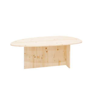 Table basse en bois massif ton naturel de 130cm Hauteur: 43.25 Longueur: 128.6 Largeur: 54.6