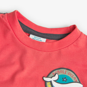 Camiseta niÃ±o estampada, cuello redondo, rojo, 318024