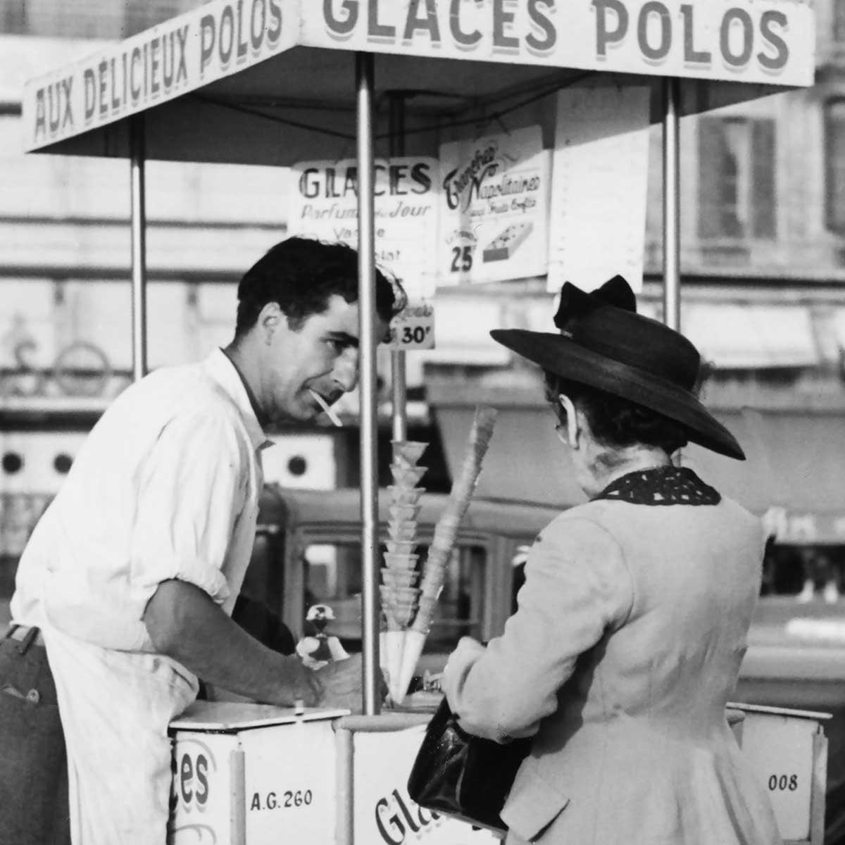 Affiche Marseille - Glaces Polos, Photo 1948 Affiche sous cadre bois