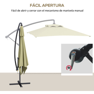 Parasol Excéntrico 294x193 cm Sombrilla de Jardín con Base Cruzada y Manivela Impermeable Protección UV Sombrilla para Terraza Patio Beige