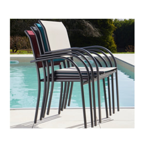 Ensemble table et fauteuils de jardin  - Chêne doré et Nuit - TIMOR