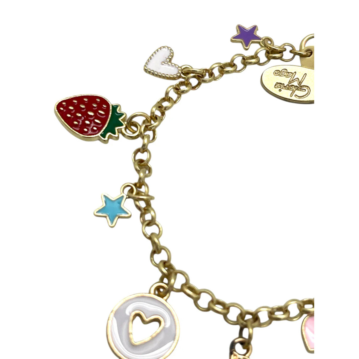 Pulsera charms multicolor latón en dorado