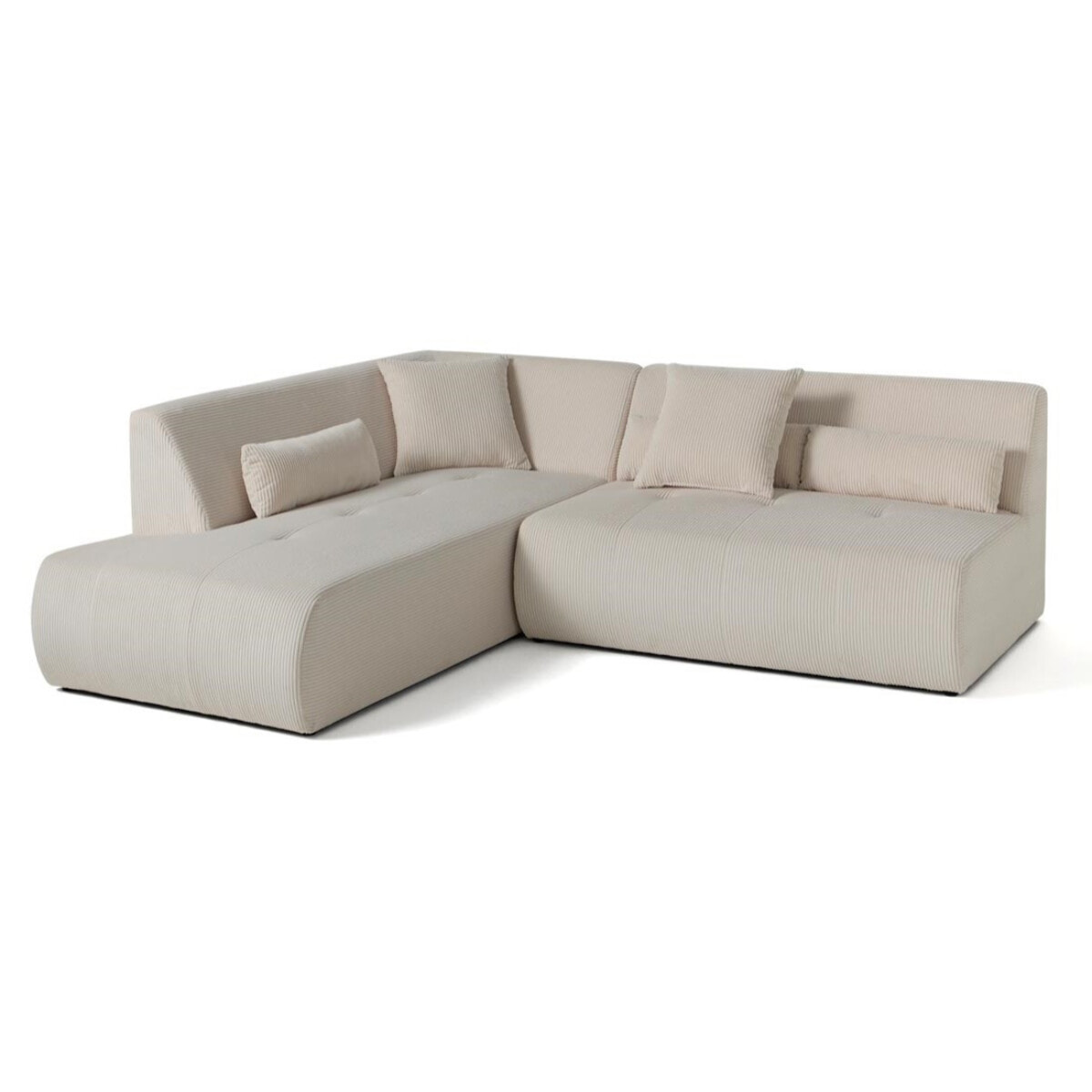 Onyx - canapé modulable d'angle gauche - 5 places - en velours côtelé - Beige