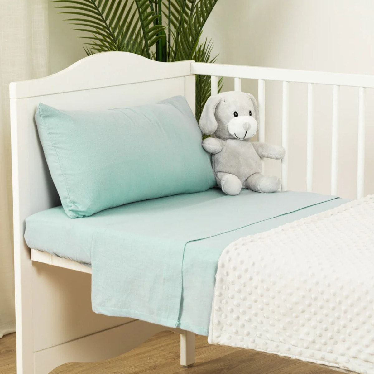 Jogo de lençóis flanela verde tiffany cama bebé