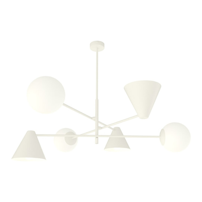Lampada a sospensione HERMES 6 luci in acciaio bianco