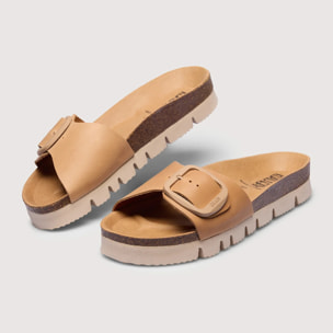 Sandalia Piel Plataforma Beige - Alys