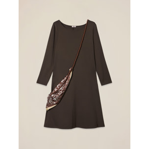 Oltre - Vestido acampanado con detalle de pañuelo - Marrón
