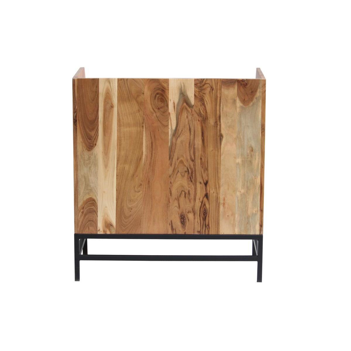 Buffet de rangement vinyles en bois massif et métal noir L76 cm BLUES