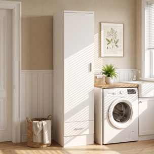 HOMCOM Armario Dormitorio Moderno, Armario Ropero con Barra para Colgar, Cajón, Estante Superior, 40x52x170 cm, Blanco