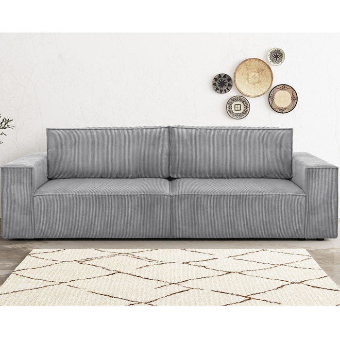 Canapé convertible 3 places en velours côtelé - HARPER