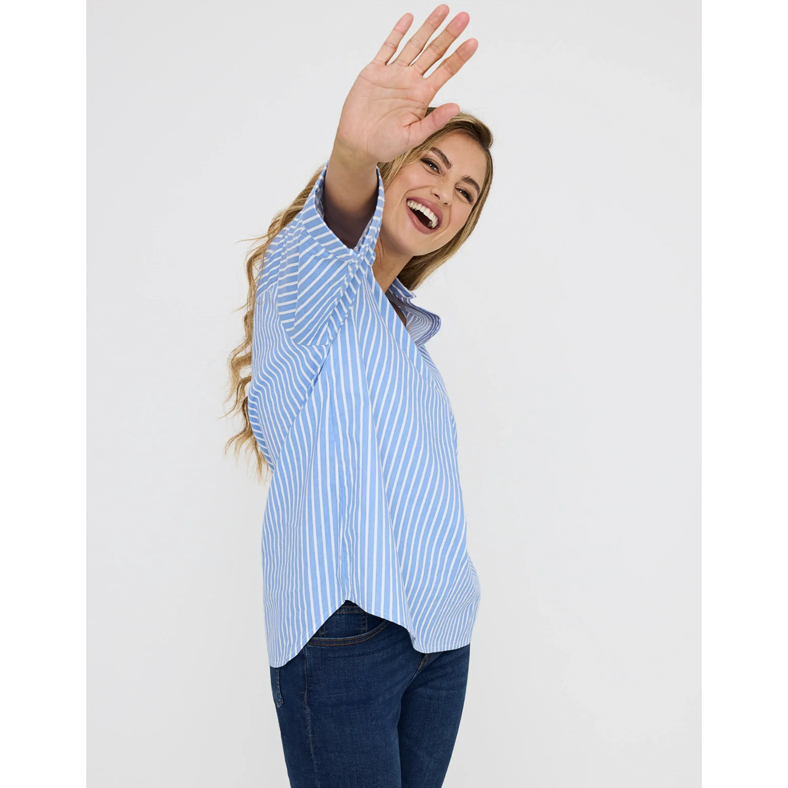 Camisa Oversize Azul Rayas - Lospine