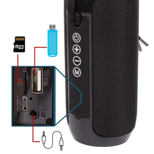 Altoparlante portatile TG-117 Bluetooth 5.0. Lettore USB, micro SD, radio FM e vivavoce. Ingresso ausiliario jack da 3,5 mm.