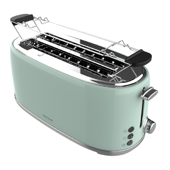 Cecotec Toast&Taste 1600 Retro Double Green 4-Slice Toaster. 1630 W, 2 Wide and