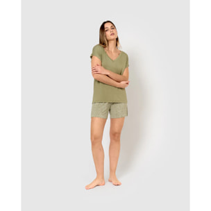 Pijama corto viscosa veleta verde cacería