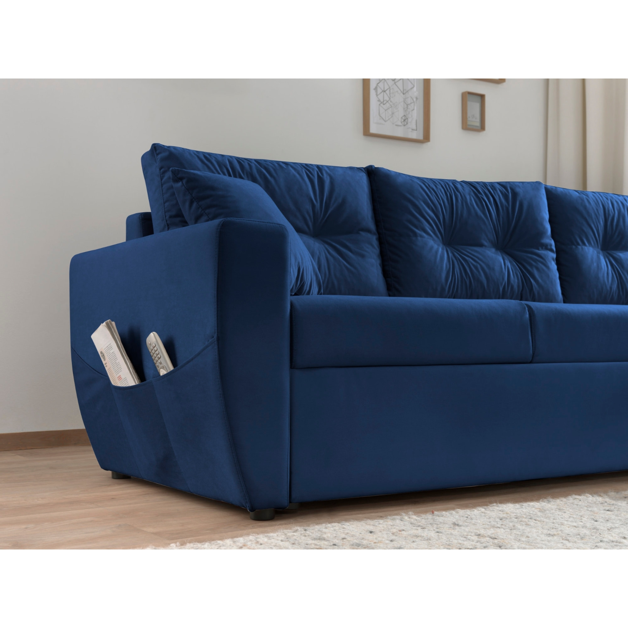 Astoria - canapé d'angle réversible - convertible avec coffre - style contemporain- 4 places - Bleu marine