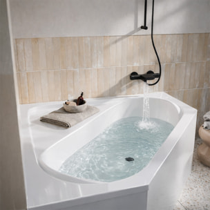 Baignoire d'angle 140x140x54 cm - 100% acrylique blanc brillant