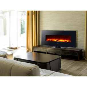 Cheminée électrique panoramique en verre trempé noir