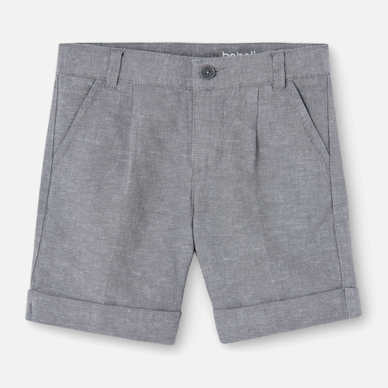 Bermudas en lino liso de color gris, Bermudas, niño