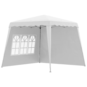 Carpa Plegable con 2 Paredes Laterales 2,89x2,89 m Cenador Pabellón de Jardín con Altura Ajustable y Bolsa de Transporte Protección UV50+ para Exterior Patio Blanco