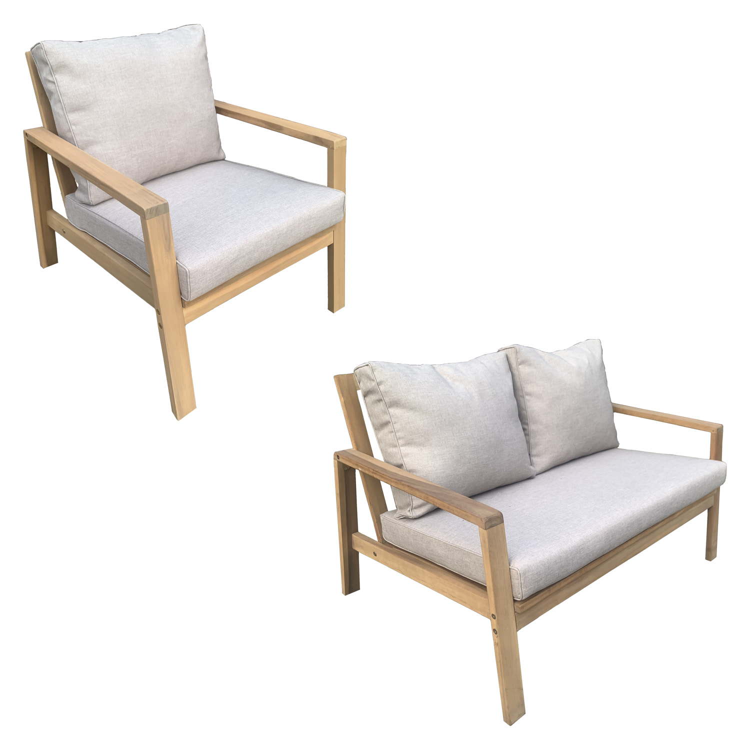 Salon de jardin en acacia 4 places GILI - coussins sable