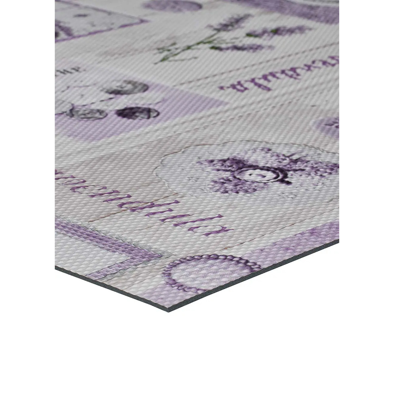 SALLY Alfombra vinílica de cocina dibujos de plantas en lila, varias medidas disponibles.