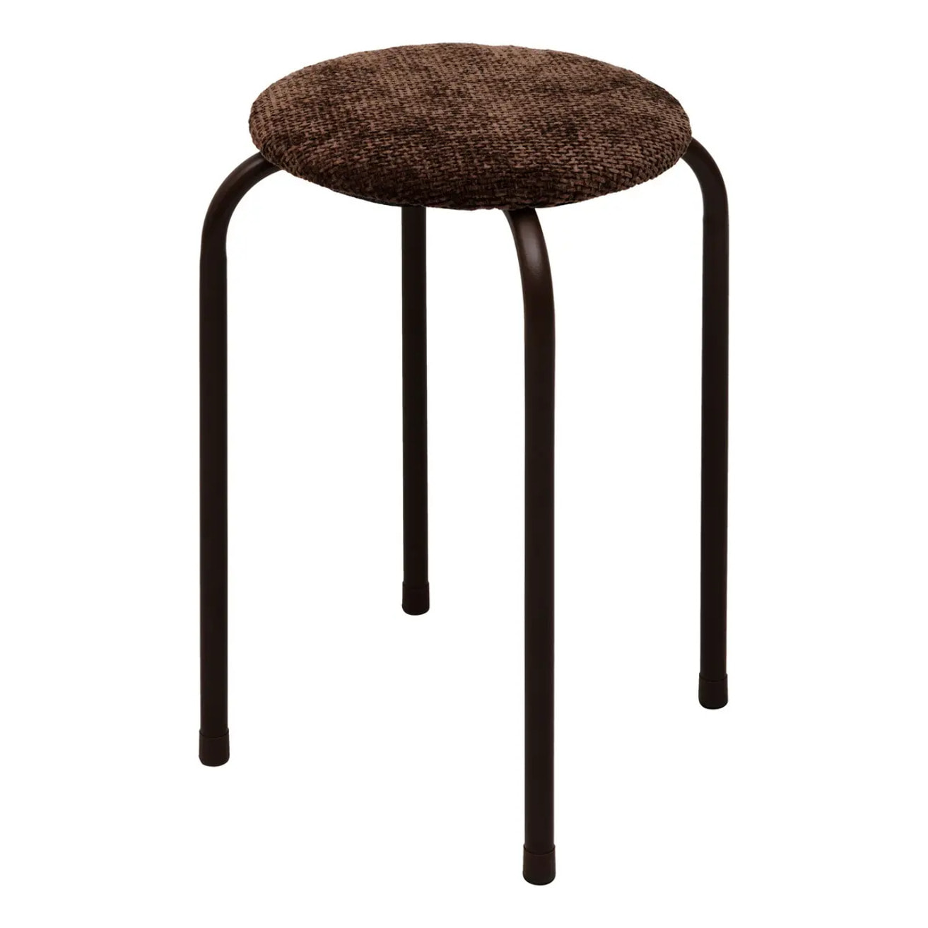 Tabouret rond empilable avec assise velous Flexy marron