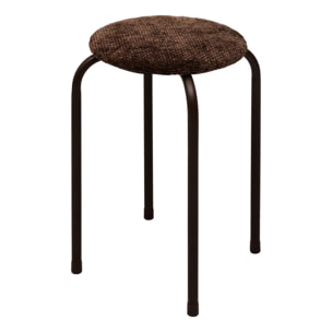 Tabouret rond empilable avec assise velous Flexy marron