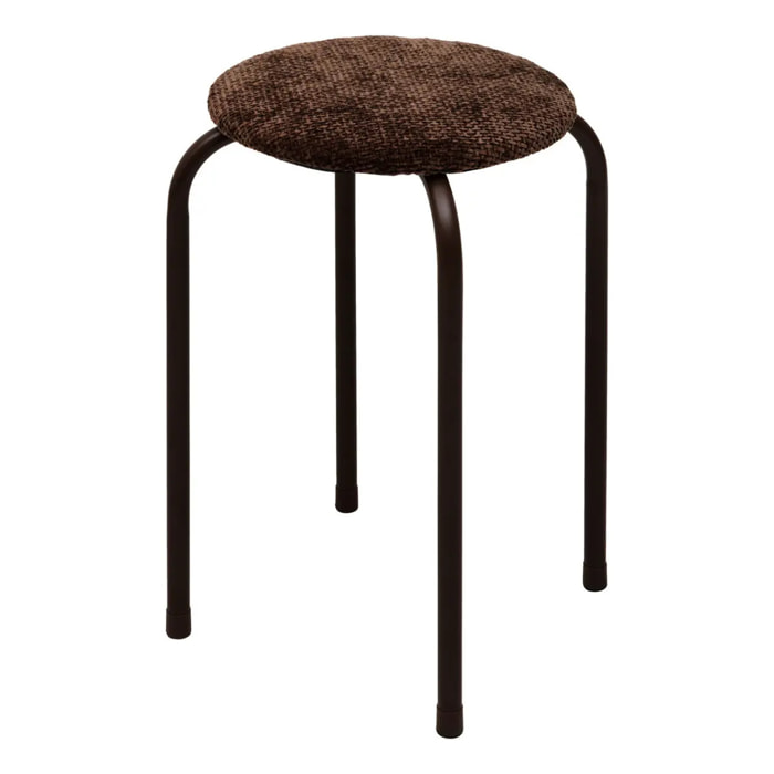 Tabouret rond empilable avec assise velous Flexy marron