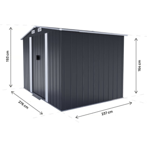 Abri de jardin métal avec porte coulissante "Boston" - 6,54 m² - Gris