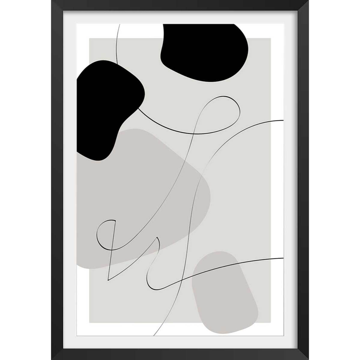 Affiche Forme et autographe Affiche + cadre en bois - Noir