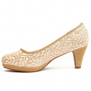 Zapato de tacón - Beige - Altura: 6 cm