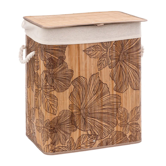 Panier à linge 60L "BlackFlora" bambou