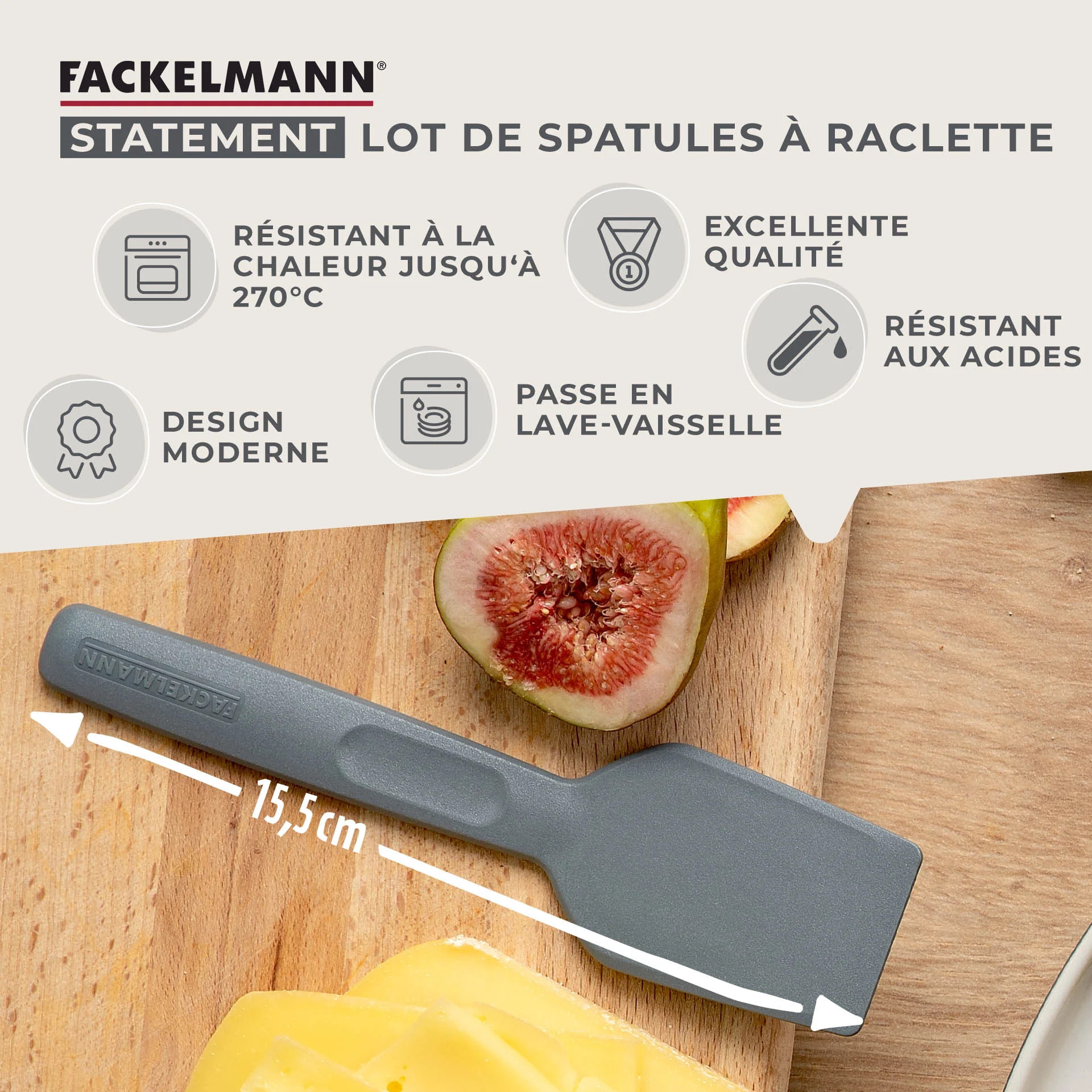 Lot de 4 spatules à raclette 16 cm Fackelmann