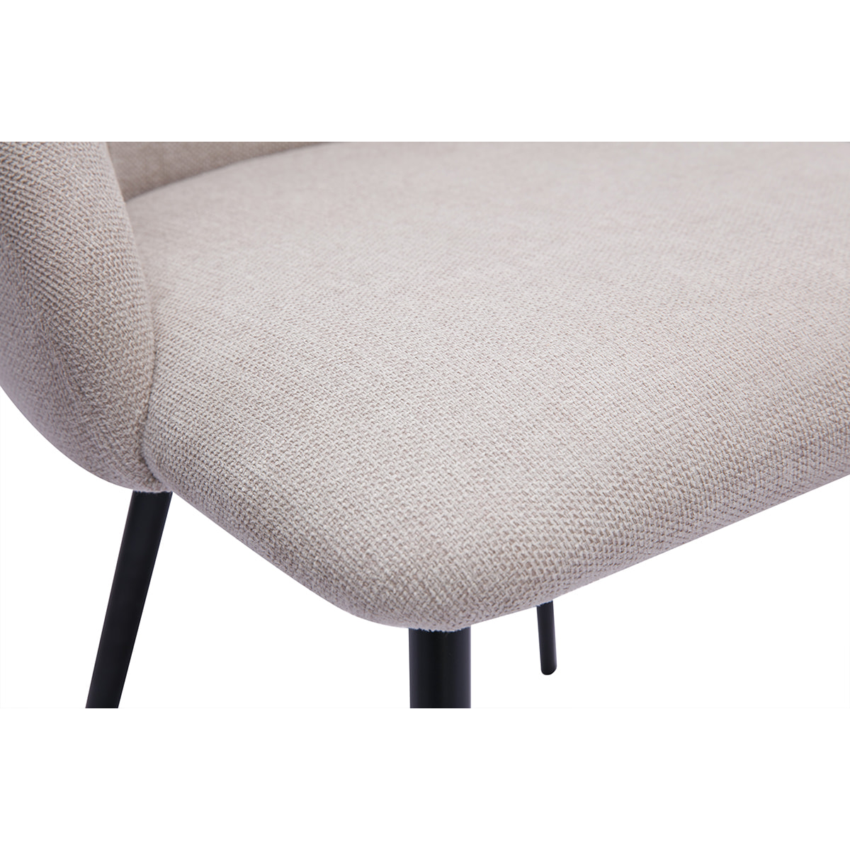 Chaises en tissu effet velours texturé beige et métal noir (lot de 2) HIGGINS