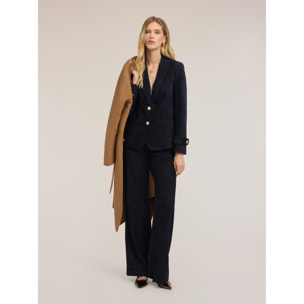 Motivi - Blazer in velluto con bottoni gioiello - Blu