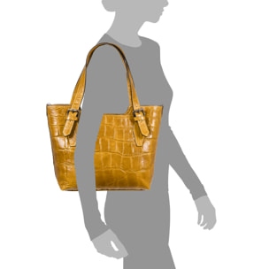 Arezzo Borsa tote Donna.Pelle autentica Camoscio Incisa Coccodrillo Grande Camoscio