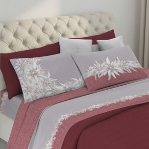 Completo letto stella alpina rosso 100% cotone