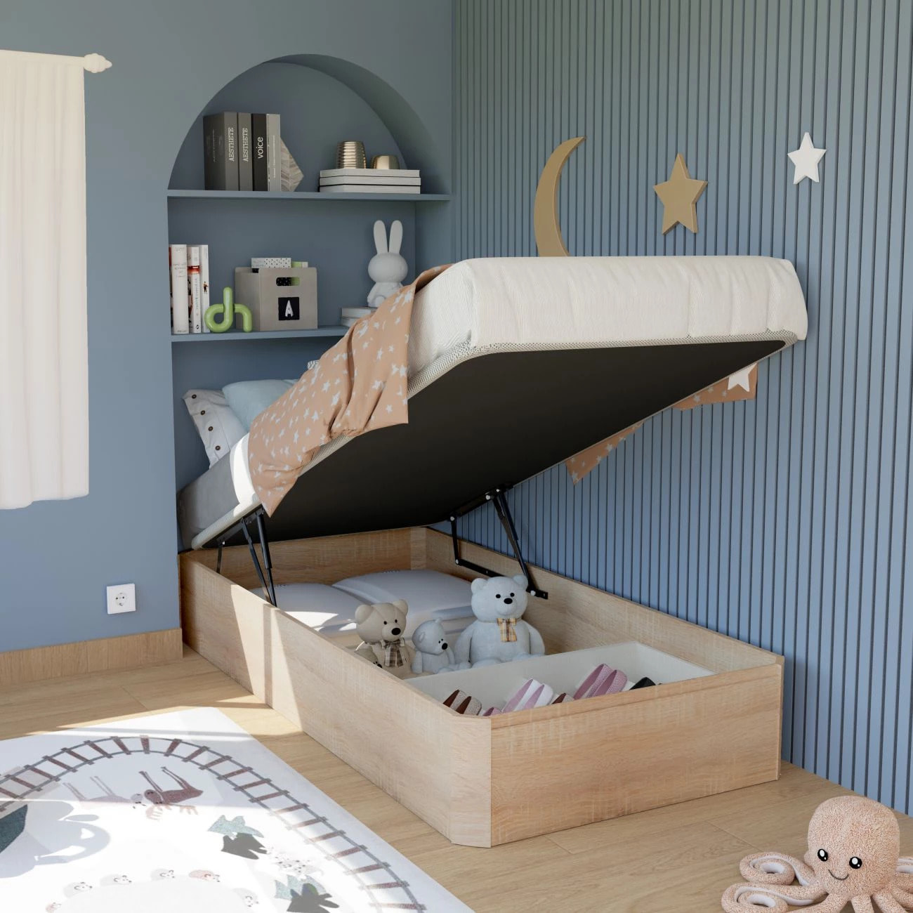 Canapé con zapatero 90x190 cm en roble Luxury Plus 3D Roble